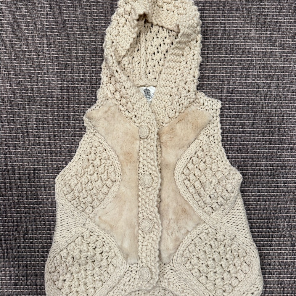 Lili’s Closet Anthropologie Cream Hand Knit Women's Cardigan Boho Vest